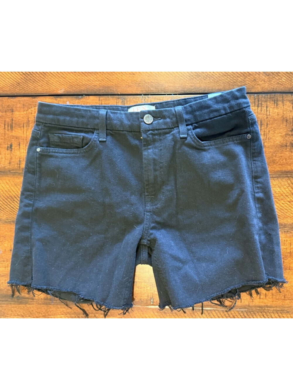 JEN7 by 7 For All Mankind Shorts Womens 6 Black Denim Cutoff Frayed Hem